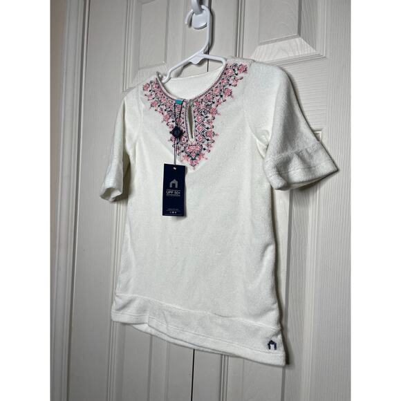 NEW CabanaLife Toddler Girl White Terry Cloth Swim Cover Up Size 2T UPF 50+ - Picture 2 of 8
